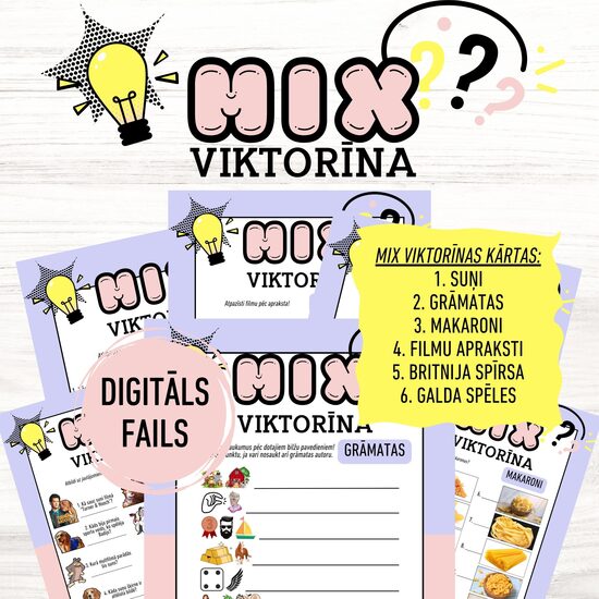 Spēle "MIX viktorīna", digitāls PDF fails